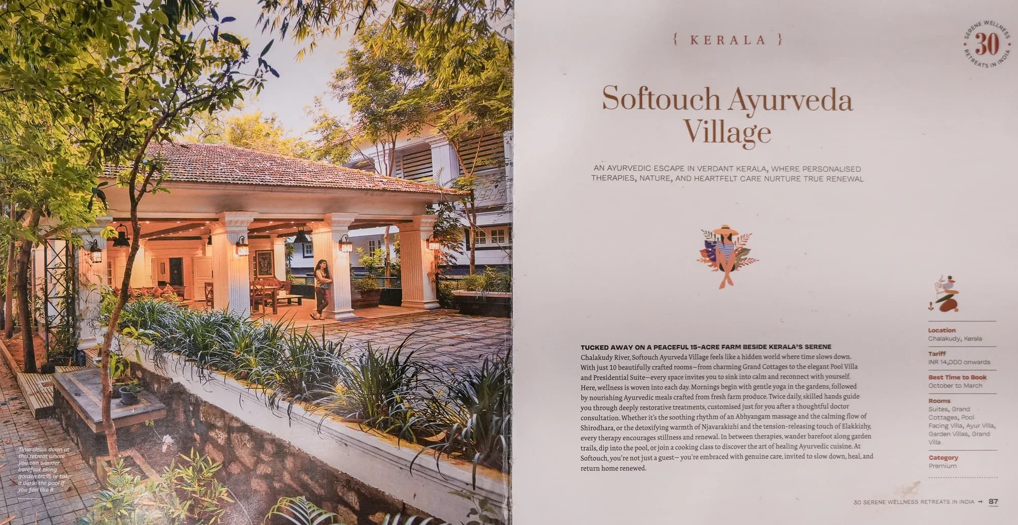 Softouch Ayurveda Village featured in Outlook Traveller's 30 Serene Wellness Retreats in India
