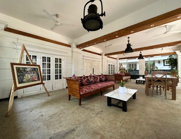 Artful Lobby in the Pool Villa at Softouch Ayurveda Village Kerala Resort.