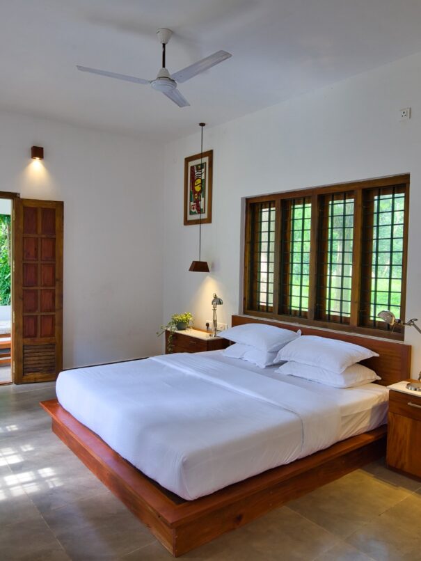 Immerse yourself in the grandeur of the cottage interior at Softouch Ayurveda Village in Kerala. Luxurious furnishings, elegant decor, and a serene ambiance create a perfect retreat for relaxation and rejuvenation. Experience the epitome of luxury at the grand cottage of Softouch Ayurveda Village Kerala.