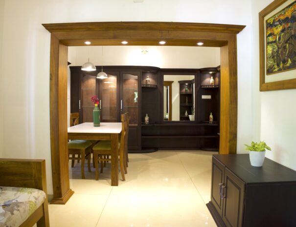 Relax in the common area of the Grand Villa at Softouch Ayurveda Village & Resort, Kerala. Perfect for dining, playing cards, and enjoying quality time with friends.